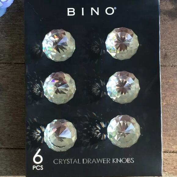 BINO Round-Cut Faceted Crystal Jewelry Look Gem Cabinet Drawer pulls NEW Set 6 - Picture 2 of 6